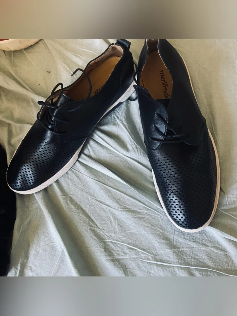 Men's Black Perforated Derby Sneakers with White Sole